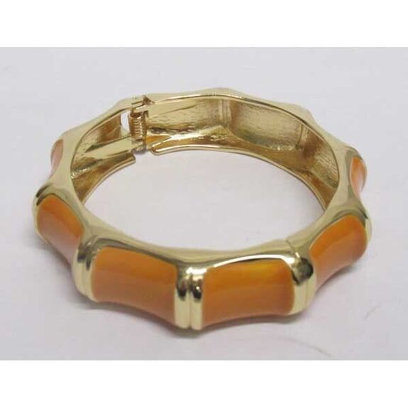 bracelet jonc email dore orange