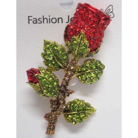 bijoux broche fleur rose rouge