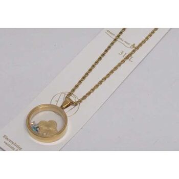 bijoux breloques trefle et coeur enferme cercle en acier