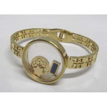 doré jonc medaille cercle mandala acier inoxydable