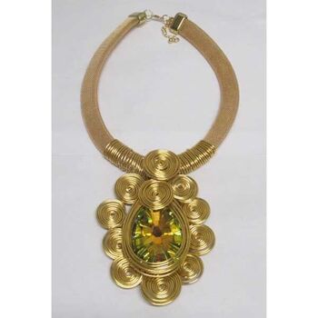 Gold crystal spiral flower jewelry