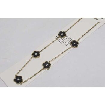 bijoux collier trefle acier noir