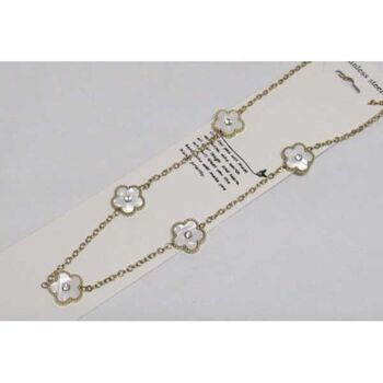 bijoux collier trefle nacre en acier