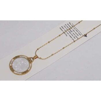 bijoux collier cercle nacre strass en acier