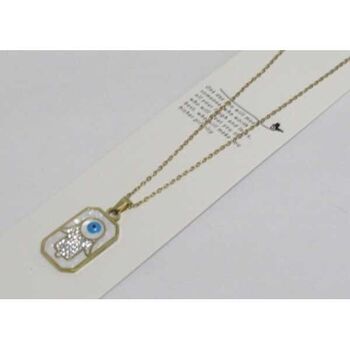 bijoux acier pendentif main strass en rectangle nacre