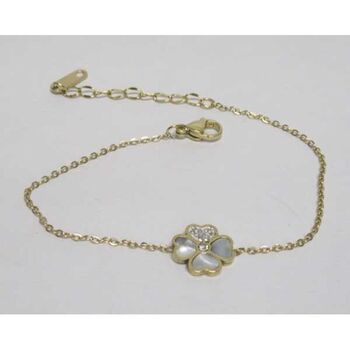 bijoux bracelet chaine doré et trefle nacre acier
