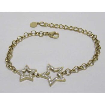 bracelet petite et grande etoile à strass en acier inoxydable