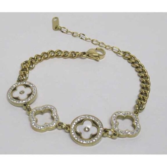 bijoux bracelet rondelle nacre fleur en acier inoxydable