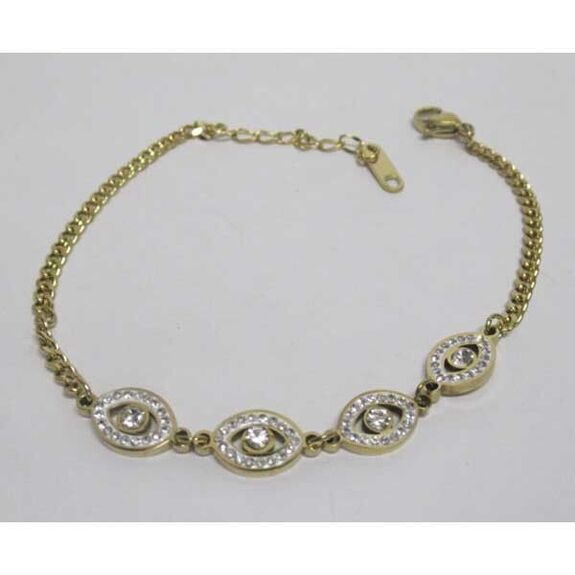 bracelet losange cristal acier doré