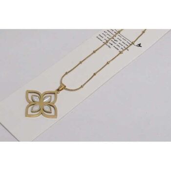 bijoux pendentif fleur petale nacre acier doré