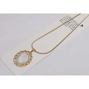 bijoux pendentif medaillon nacre acier doré