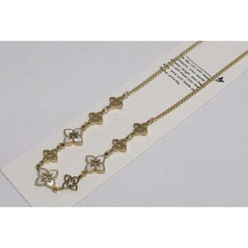 bijoux collier rangée fleurs en acier doré