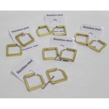 boucles d'oreilles carrées acier doré