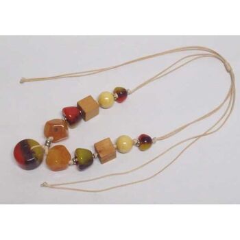 Bijoux collier galets resine et bois