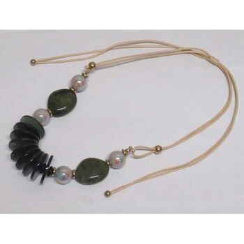 Bijoux collier rondelle et caillou en vert