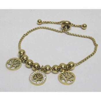 bijoux bracelet boules breloques arbre de vie en acier