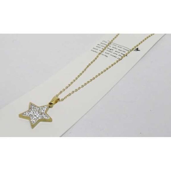bijoux fine chaine etoile strass cristal femme acier doré