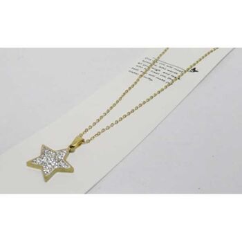 bijoux fine chaine etoile strass cristal femme acier doré