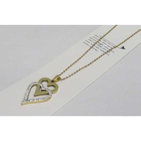 steel double heart pendant jewelry