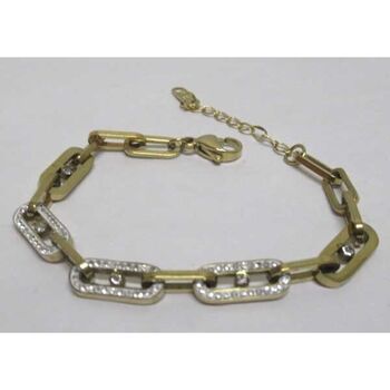 bracelet maillons strass en acier doré