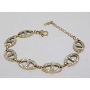 bijoux bracelet losange strass acier doré