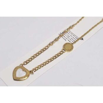 bijoux collier long coeur nacre en acier doré