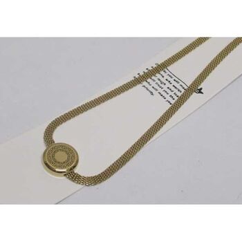 bijoux collier medaillon muraille chaine plate acier doré