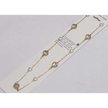 bijoux chaine coeur perle et cristal en acier doré