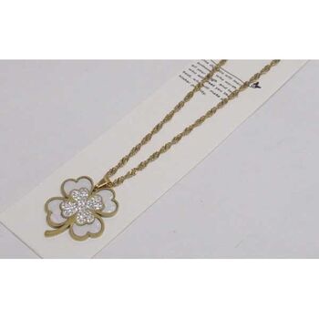 jewelry necklace clover rhinestone mother-of-pearl in gold-plated steel