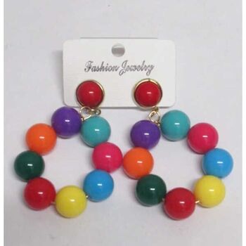 boucle d'oreille boule perle multicouleur