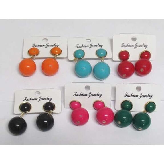 boucle d'oreille boule pendante de couleur