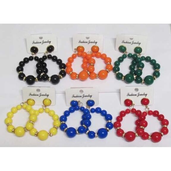 ball earrings in various sizes and colors