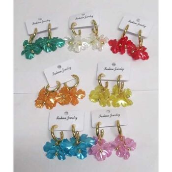 boucles d'oreilles feuilles couleur brillantes