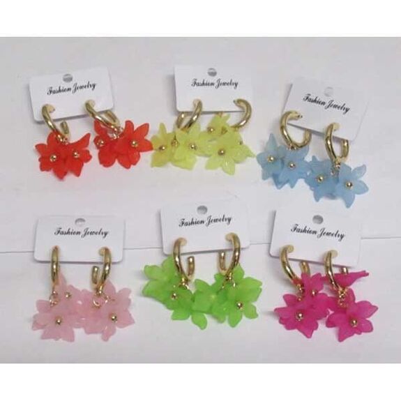 boucles d'oreilles creoles hibiscus fleurs
