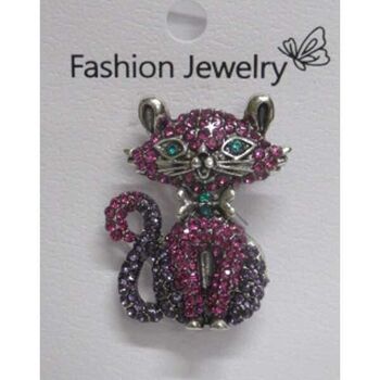 broche chat mignon strass