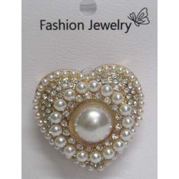 bijoux coeur perle doree broche