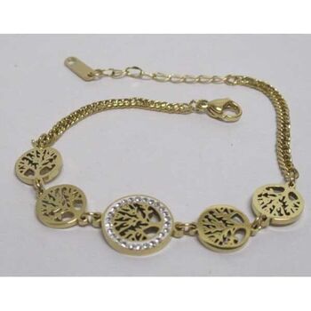 Charms tree of life circle in golden steel in bracelet