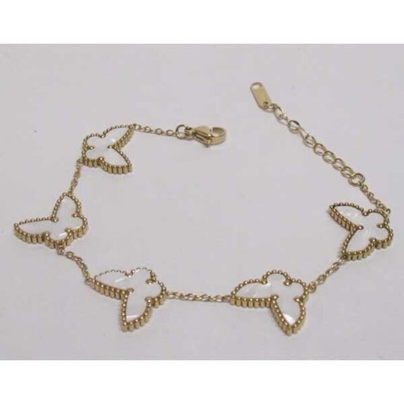 Family butterfly bracelet jewelry, mother-of-pearl, gold-plated steel