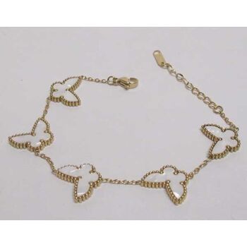 Family butterfly bracelet jewelry, mother-of-pearl, gold-plated steel