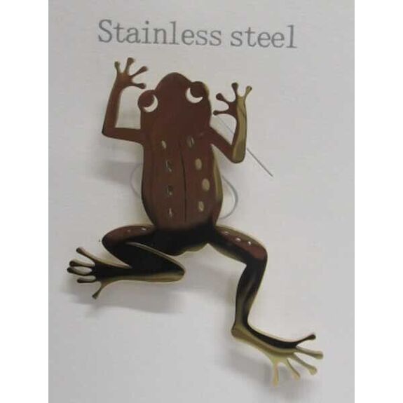 bijoux broche crapaud acier dore