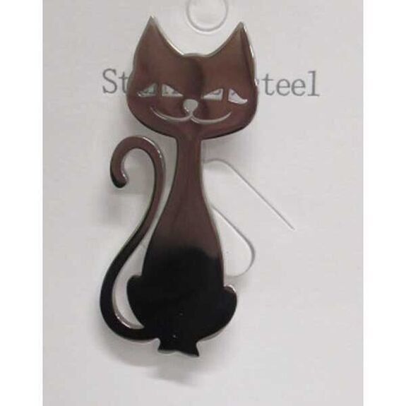 bijoux broche chat en acier inoxydable