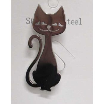 bijoux broche chat en acier inoxydable
