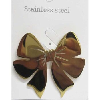 broche bijoux noeud papillon acier dore