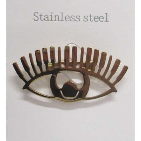 bijoux broche oeil grigri acier dore