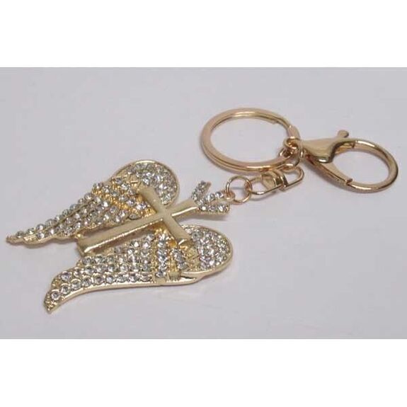 bijoux porte clé pendentif croix ailes