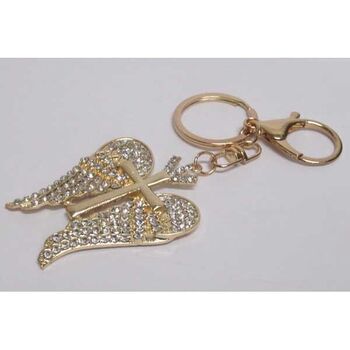 bijoux porte clé pendentif croix ailes