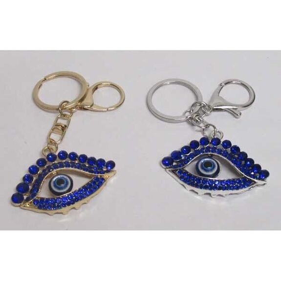 Silver and gold rhinestone eye keychain jewelry