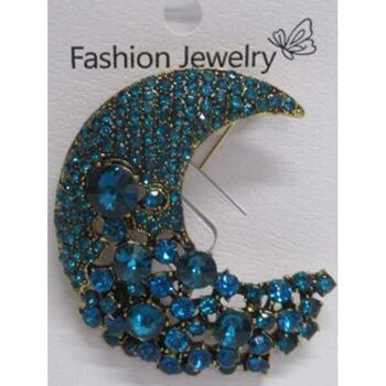bijoux broche croissant lune cristal bleu