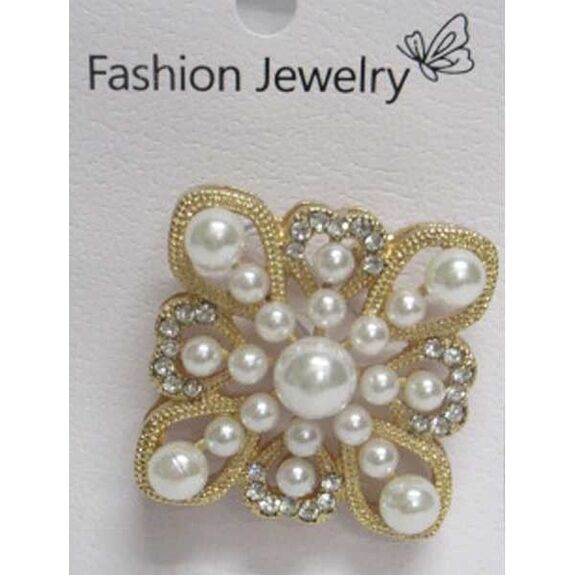broche medaillon doré perle