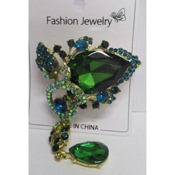 bijoux cristal vert pendant broche